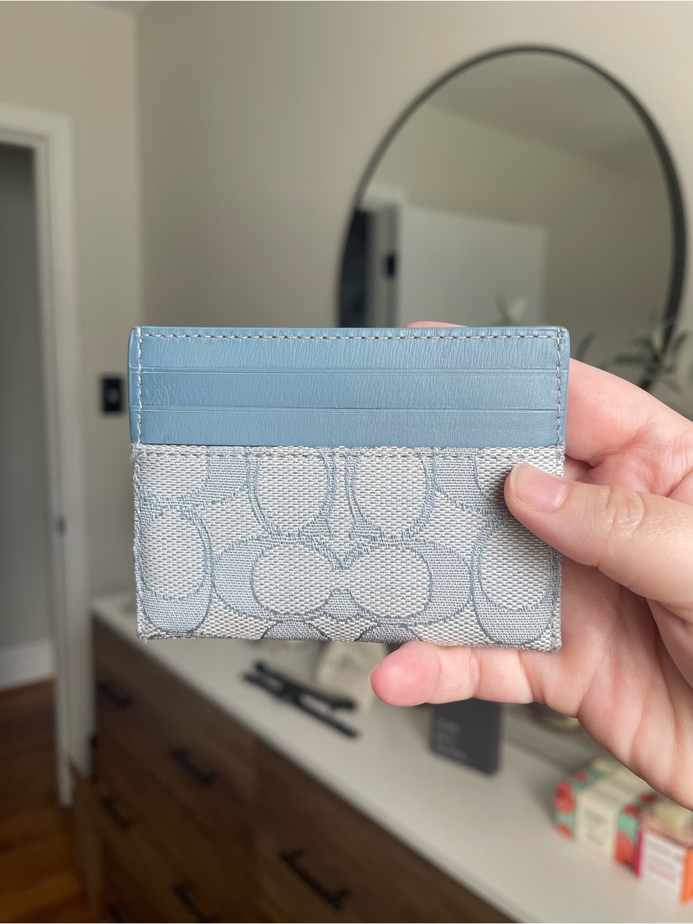 Coach Signature Jacquard Wallet in Light Blue